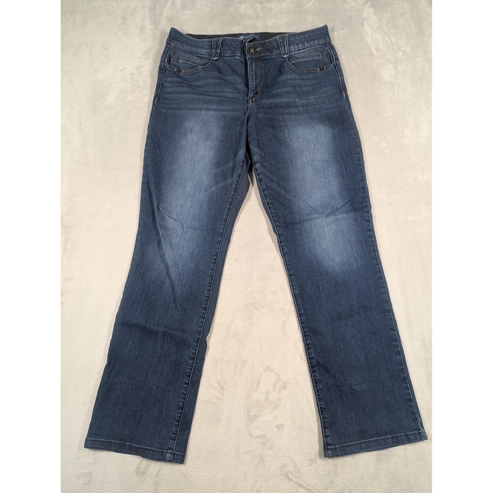 Democracy Ab Solution Jeans Womens 14 Blue Wash Mid Rise Straight Stretch Denim